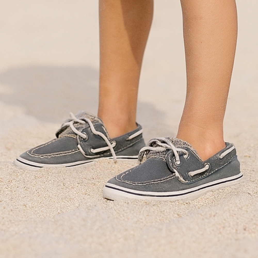 Sperry Halyard 2-Eye canvas boat shoes Boys Size 3 M Gray